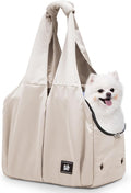 Dog Purse Carrier for Small Dogs, Cats, and Puppies – Soft-Sided Travel Pet Tote Bag with 4 Large Pockets, Foldable, Lightweight, Fits Pets up to 15 lbs, for Travel, Outings (Beige)
