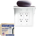 Power Perch Double Wall Outlet Shelf with Cord Storage Strap - Declutter & Reclaim Bathroom Counter Space - Alexa Stand, Apple Homepod Shelf, Toothbrush Holders Wall Mounted - White, 1-Pack