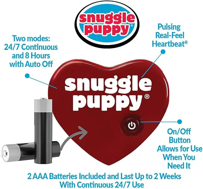 Original Snuggle Puppy Heartbeat Puppy Toy - Heartbeat Puppy for Dogs - Pet Anxiety Relief and Calming Aid - Comfort Dog Toy - Behavioral Training and Sleep Aid Cuddle buddy - Crate Training Essential