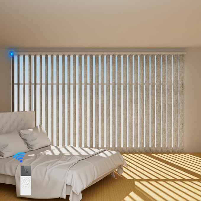 Blindify Motorized Vertical Blinds, Light Beige