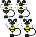 Animal Straw Toppers For Stanley Cups;Straw Covers Cap Toppers Compatible With Stanley 30&40 Oz Tumbler, Reusable & Silicone Tumbler Straws Topper For 0.4 Inch Tips Animal Lover Gifts (Bee)