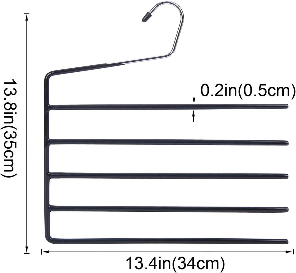 Nature Smile Pants Hangers 3pack, Heavy Duty Multi Layers Space Saving Slack Hangers,Non Slip 5 Tier Open-Ended Pants Hanger Closet Storage Organizer for Garden Flags Trousers Jeans Scarf