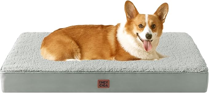 EHEYCIGA Orthopedic Dog Beds for Large Dogs with Removable Washable Cover for Crate, Greyish Green, 35x23