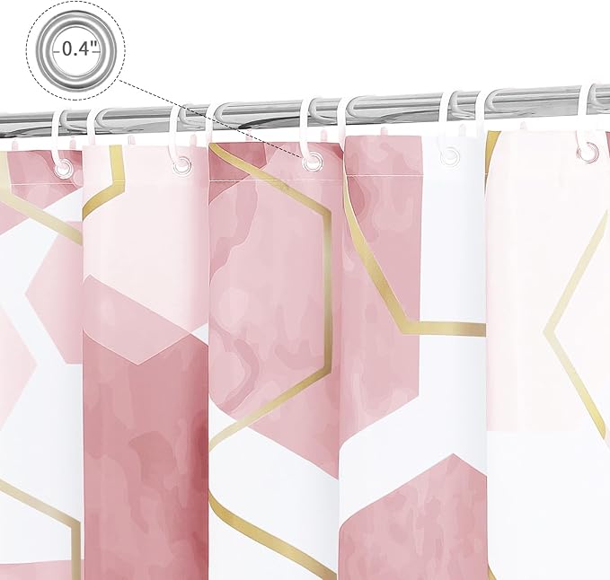 Litabel Modern Small Stall Shower Curtain for Bathroom, Pink Geometric Art Decor Waterproof Bath Curtain, Abstract Fabric Shower Curtain Sets for Home Decor, 36" W x 72" L Inch
