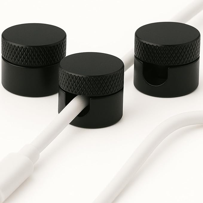 3PCS Cord Holder for Nightstand, Computer Cord Organizer for Desk, Appliance Cord Organizer, Stick-On Cable Clip for Charger, Laptop, USB, Headphones, Wire Management Set