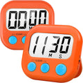 2 Pack Digital Kitchen Timer for Cooking Big Digits Loud Alarm Magnetic Backing Stand Cooking Timers for Baking Orange