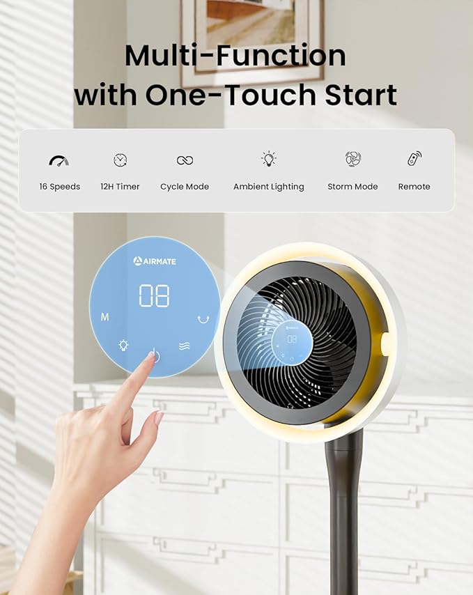 AIRMATE Standing Fan for Bedroom, Oscillating Fan