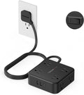 TESSAN Surge Protector Power Strip Black, 5 Ft Flat Plug Extension Cord with 3 USB (1 USB C) 8 Outlets, 900J Surge Protection, 3 Sided Outlet Extender with Power Switch for Office, Dorm Room