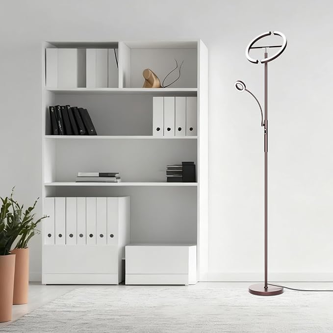 SIBRILLE 2-in-1 Brown LED Floor Lamp