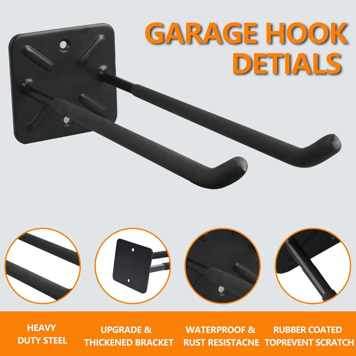 Folding Chair Rack, Heavy Duty Garage Wall Mount Organizer and Holder, Multi-Use Storage Hooks for Chairs, Ladders, Garden and Yard Tools, Durable Metal Utility Hangers (4Pack)