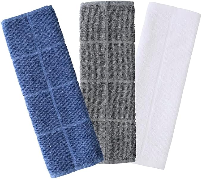 Glynniss Kitchen Dish Cloths Highly Absorbent Dish Rags 100% Cotton Wash Cloths for Washing Dishes (Blue, 50)