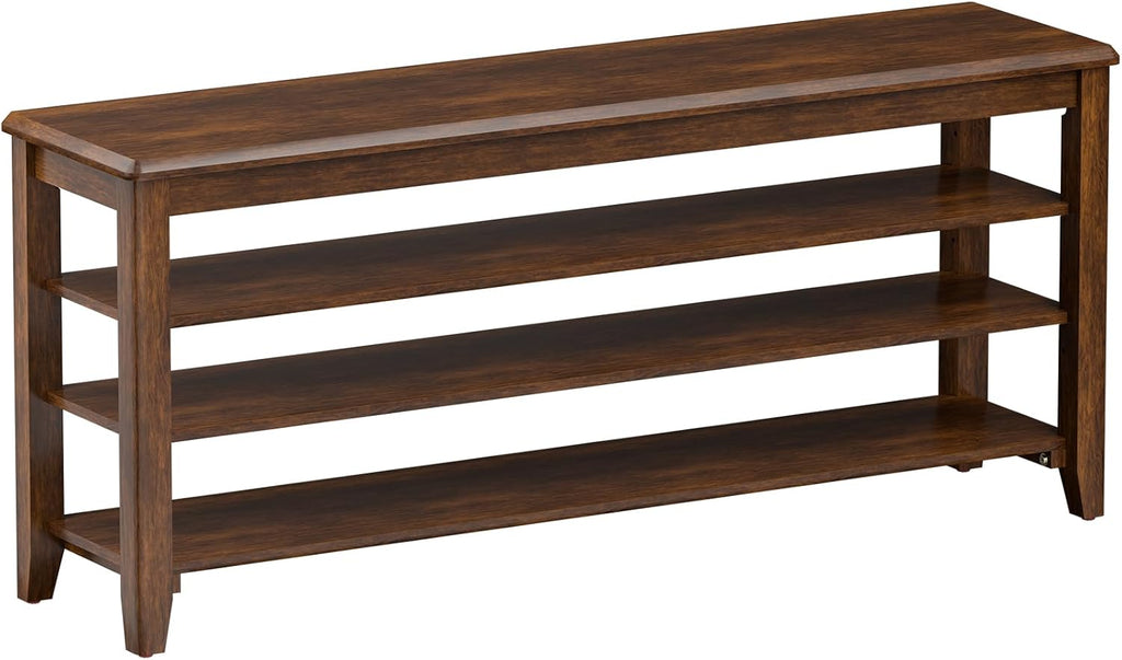 Shoe Bench Storage Rubberwood with Leather Cushion for Entryway Bench Ideal for Hallways Shoe Rack Front Doors Entrances Mudrooms Featuring 3 Height-Adjustable and Removable Shelves