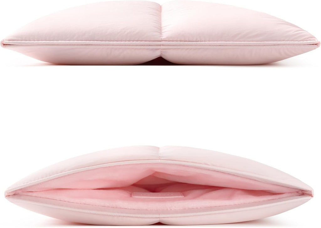 Comfyable Puffy Laptop Sleeve 13 Inch 14 Inch, Quilted Puffer Laptop Carrying Case, Pillow Case Compatible with MacBook Air M4 2025 M3 M2 M1, MacBook Pro M5 M4 Pro/Max, Light Pink