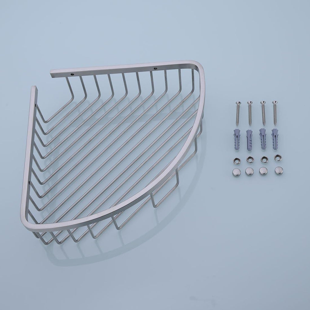 304 Stainless Steel Shower Caddy Corner Basket Shelf Bathroom Organizer Wall Mounted Storage, Brushed Nickel