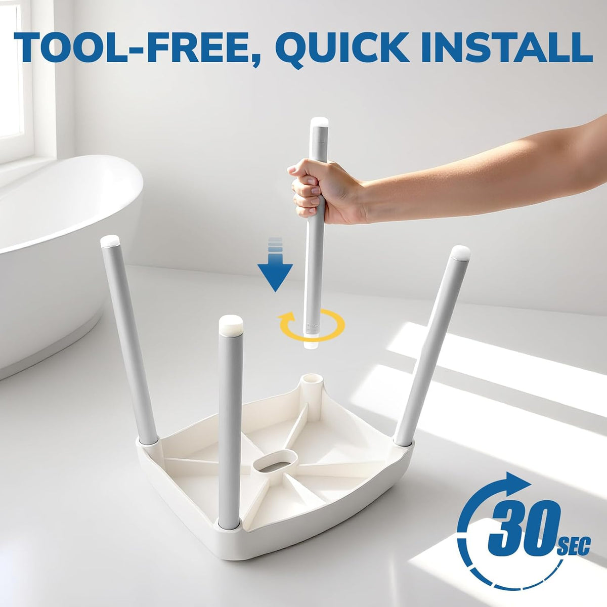 Umimile Shower Stool for Shaving Legs - Fixed Height, Sturdy 330 lb Bath Seat - Anti-Slip Safety Shower Stool for Elderly and Disabled, Tool-Free Assembly (Height: 15.8")
