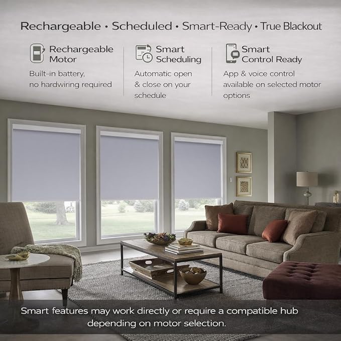 ZSHINE Motorized Blackout Window Blinds Customize Width Remote Control Wireless
