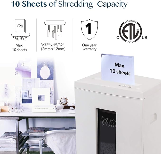 WOLVERINE 10-Sheet Super Micro Cut High Security Level P-5 Heavy Duty
