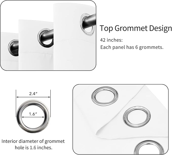 Easy-Going Blackout Curtains for Bedroom, Solid Thermal Insulated Grommet and