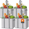 Reusable Grocery Bags 4 Pack, Foldable & Water Resistant Shopping Bags