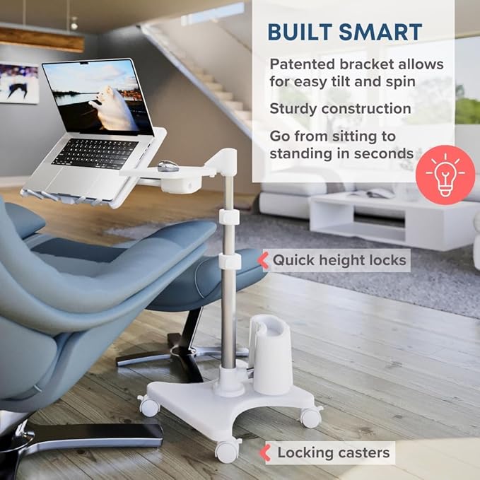 LEVO G2 Deluxe Adjustable Laptop Stand – Rolling Computer Desk & Ergonomic Table