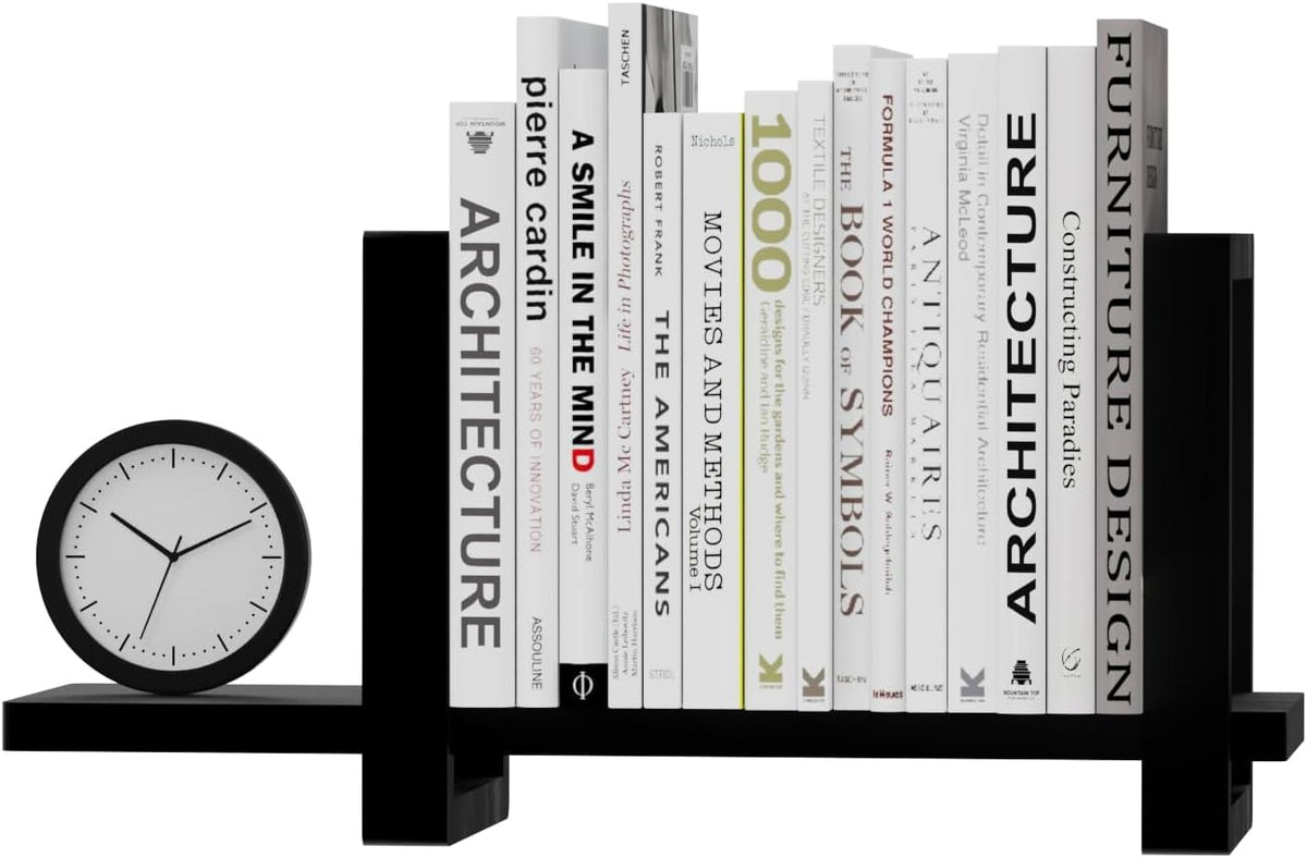 Adjustable Desktop Bookshelf, Retro Tabletop Bookshelf, Desk Shelf for Top of Desk in Living Room, Home, Office, Perfect for Magazine, Books, Cookbooks, No Tools Required to Assemble (Black)