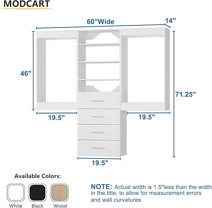 Modular Closet System, Wood Tower Closet Storage