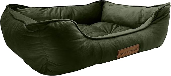 Modern Threads Luxury Dog Bed - Comfortable Tufted Velvet Cushion for Small to Large Dogs - Machine Washable - Durable & Cute Sleep Space for Pets - Pamper Your Pet with Cozy Beds - Forest Green