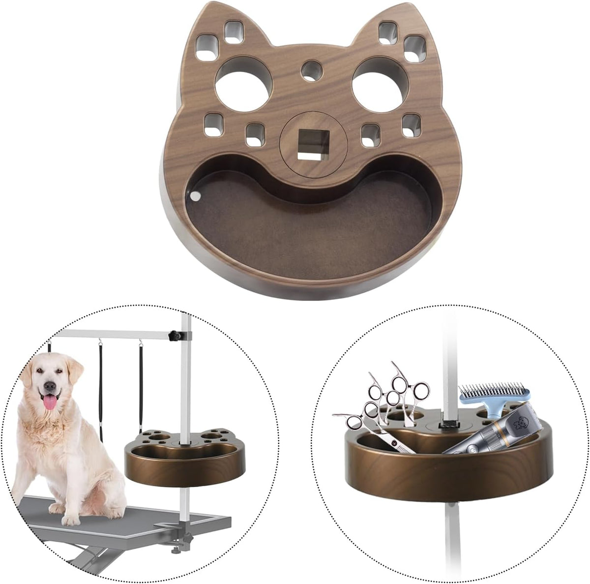 Grooming Tool Organizer for Pet Grooming Arm - Adjustable Multi-Compartment Storage for Scissors, Brushes, Combs and Accessories Essentials