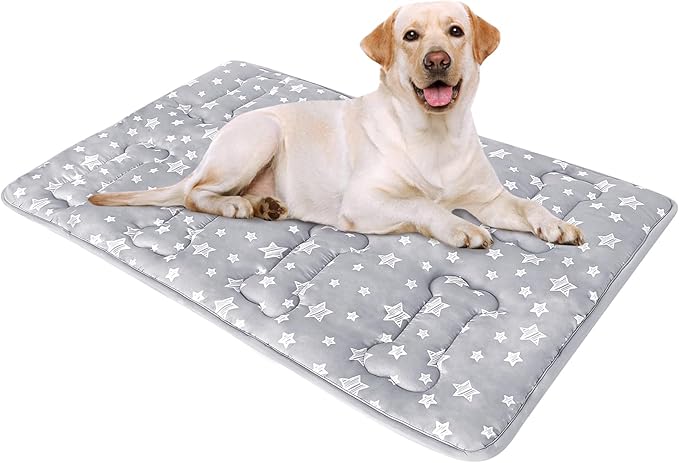 Dog Crate Bed Mat (36" X 23"), Soft Dog Bed Mat with Cute Stars, Personalized Crate Pad, Anti-Slip Bottom, Machine Washable Kennel Pad