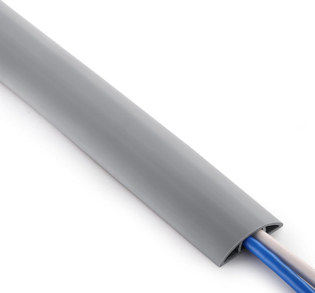ZhiYo 10ft Cord Covers for Wires on Floor, Cord Hider Floor Hide Extension Cords, Soft PVC Cable Cover Cable Protector, Cable Cavity W0.62in H0.31in, Gray