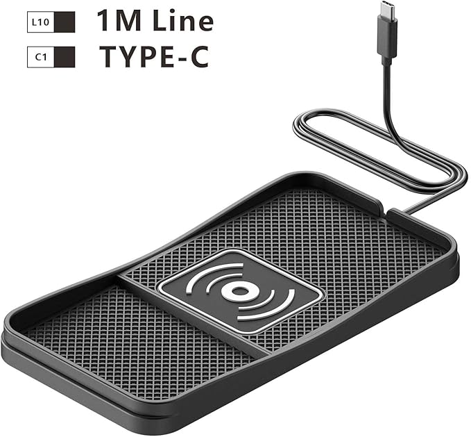 Car Wireless Charger Pad for Chevrolet Volt 2011-2019, Fast Car Wireless Charging Pad for Car Center Console, Non Slip Charging Mat,1M-Type C