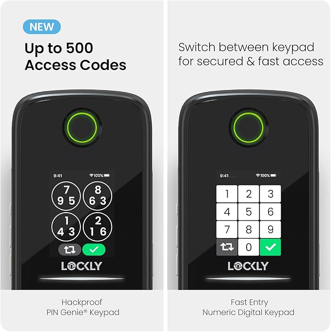 Lockly Smart Lock Secure Pro, Fingerprint Door Lock, Keyless Entry, Built-in