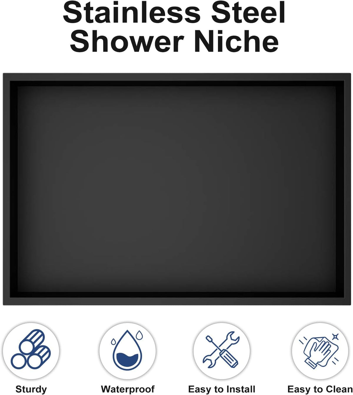Achelous Stainless Steel Insert Shower Niche 18" X 12" NO Tile Needed, Bathroom Wall Niche Recessed Shower Shelf Organizer, Wall-inserted Niche Recessed Shower Caddy, Matte Black