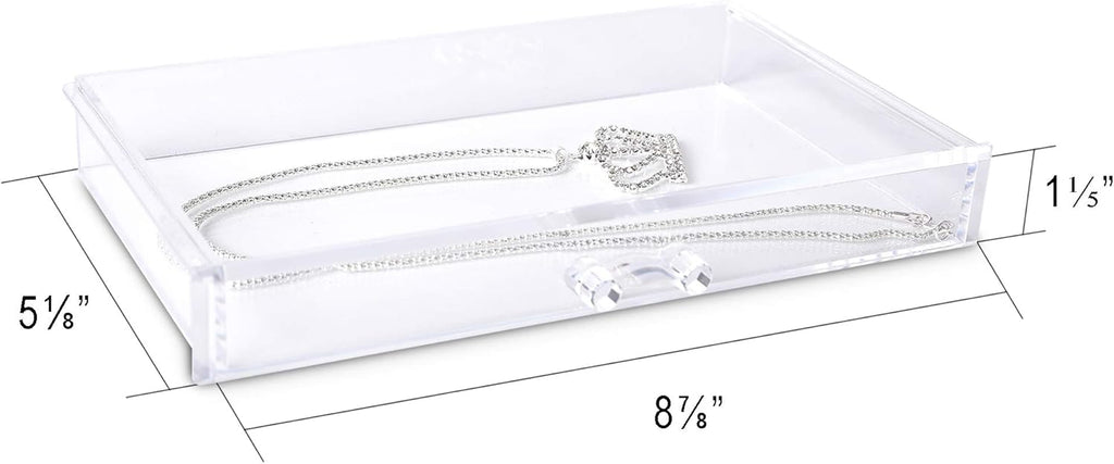 Frebeauty Extra Large Acrylic Jewelry Box for Women 5 Layers Clear Jewelry Organizer Velvet Earring Box with 5 Drawers Rings Display Case Necklaces Holder Tray for Women Girls(Pink)