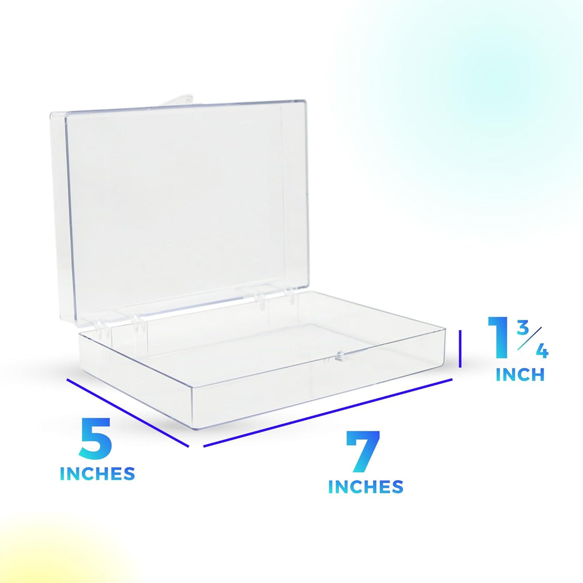 4-Pack Clear Hinged Plastic Containers, Keepsake Storage Boxes, 7"L x 5"W x 1.75"H, Made in USA, Plastic Display Case, Bead Storage or Craft Organizers and Storage Container