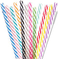 Dakoufish 12 Piece 12 Inch Reusable Plastic Thick Drinking Straws BPA Free Mason Jar Straws Transparent Small Stripe (12inch, Mix 12color)