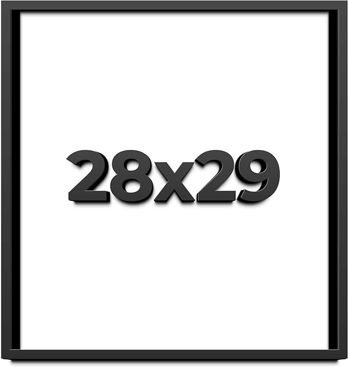 28x29 Shadow Box Frame Black | 1 Inch Deep Solid Wood Shadowbox Display Frame |