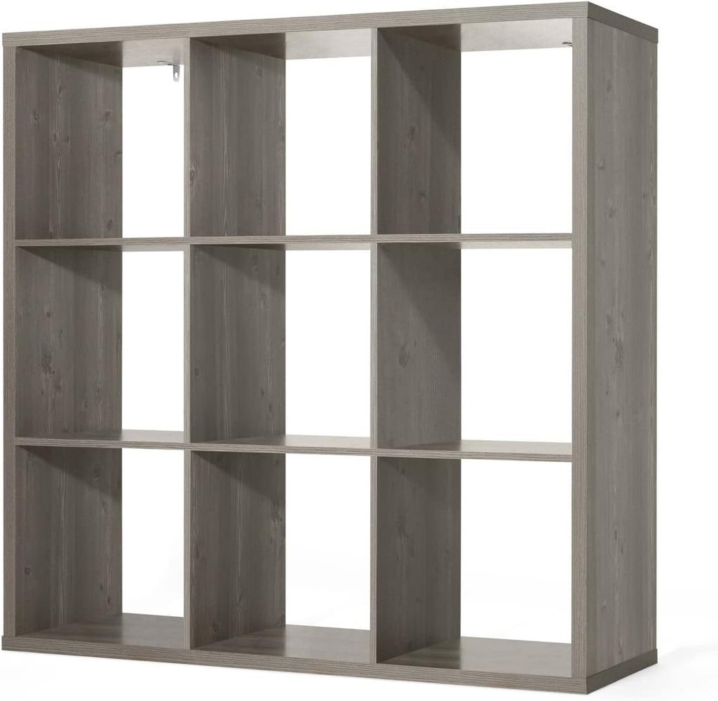 CAPHAUS Sturdy Room 13-Inch Cube Storage Organizer Shelf, with Extra Thick Exterior Edge, Open Storage Shelf Divider, Bookcase, 6-Cube / 8-Cube / 9-Cube, Colors Available in Rustic Grey Oak and White