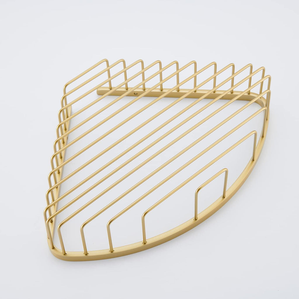 Bathroom Shower Caddy Corner Shelf Basket, Corner-Hollow Design, Ultra Sturdy Rust-Proof Stainless Steel Shelf Organizer Shampoo Holder, Wall Mounted Storage Rack for Bathroom, Brushed Gold