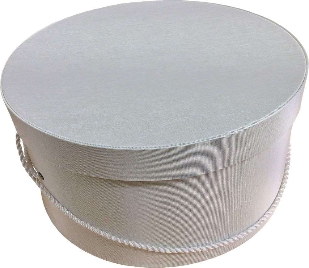 Sarah's Hat Boxes Classic Ivory Hat Box – 16.75" x 8.5" (Dia. x Ht.) Handmade in USA – Odorless Non-Toxic Adhesive, Cording Handle – Premium Storage for Hats & Accessories