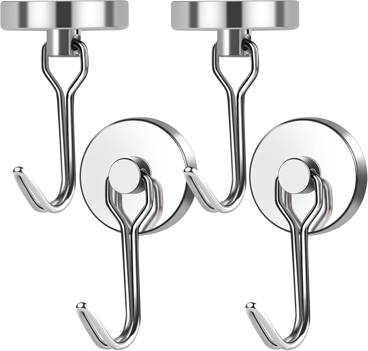 MIKEDE Magnetic Hooks, 80LB+ Swivel Swing Strong Magnetic Hooks Heavy Duty,Neodymium Cruise Hooks Magnets for Hanging, Home, Workplace, Metal Door, Office and Garage - Pack of 4