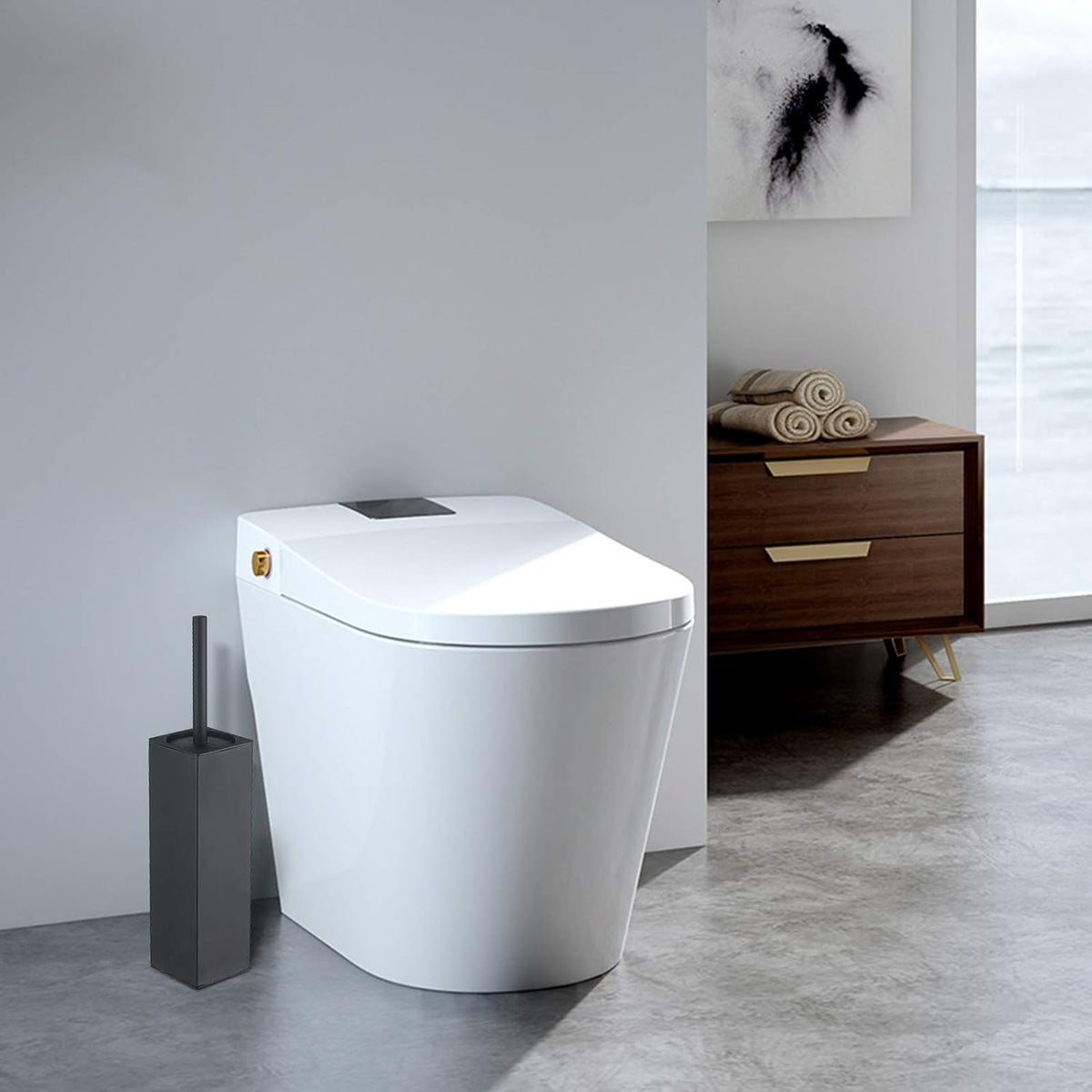Stainless Steel Toilet Bowl Brush and Holder for Bathroom Storage Organization