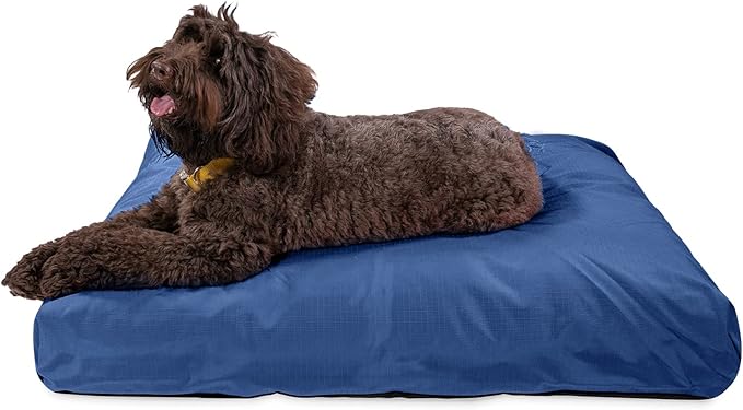 K9 Ballistics Tough Rectangle Pillow Large Dog Bed - Removable Cover, Washable, Durable & Water Resistant Dog Bed Made for Large Dogs 40"x34" Blue Quartz