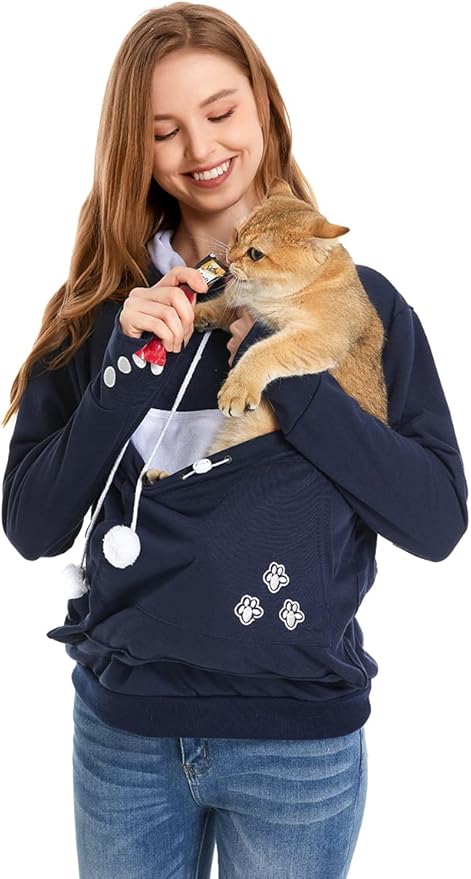 LINYUCHEN Cat Dog Pouch Hoodie Large Pet Pouch Sweatshirt Puppy Kitten Holder Carrier Pullover Shirt Unisex Hoodies