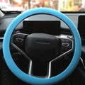 Blue Car Steering Wheel Cover: Universal RPKEY 13.5 to 15 inches Silicone Steering Cover Compatible with Most Car Models Fit for Round D Shape