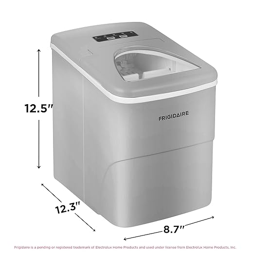 Frigidaire EFIC108-Silver Compact Ice Maker, Counter-top Portable, 26 lb per Day