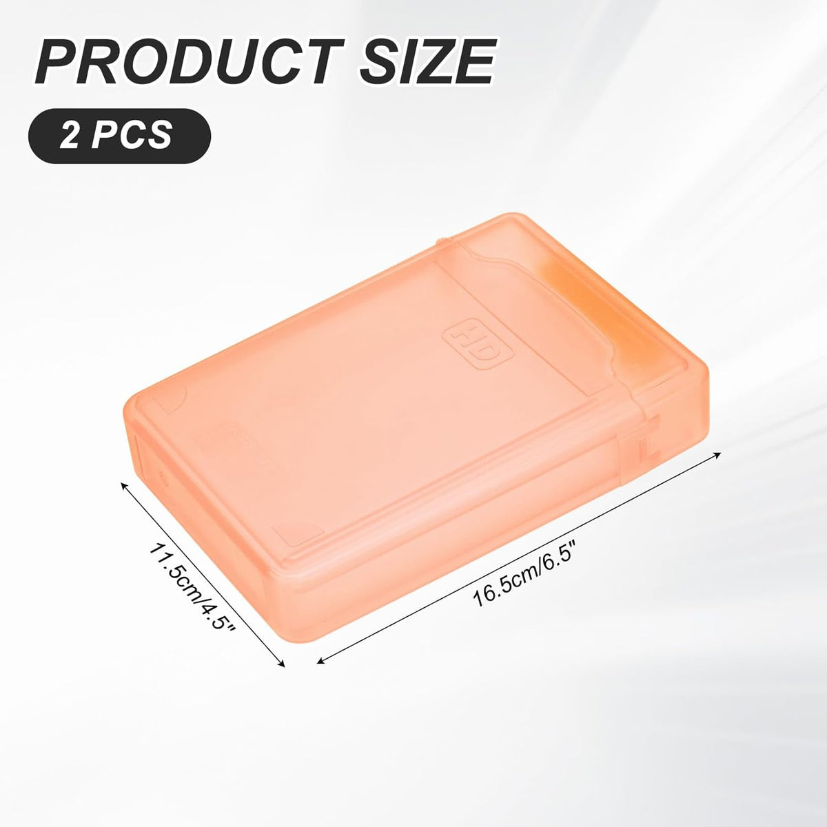 PATIKIL 6.5" x 4.5" Hard Drive Disk Case, 2Pcs Plastic Hard Disk Storage Box Portable Anti-Static Case for 3.5" External SSD HDD, Orange