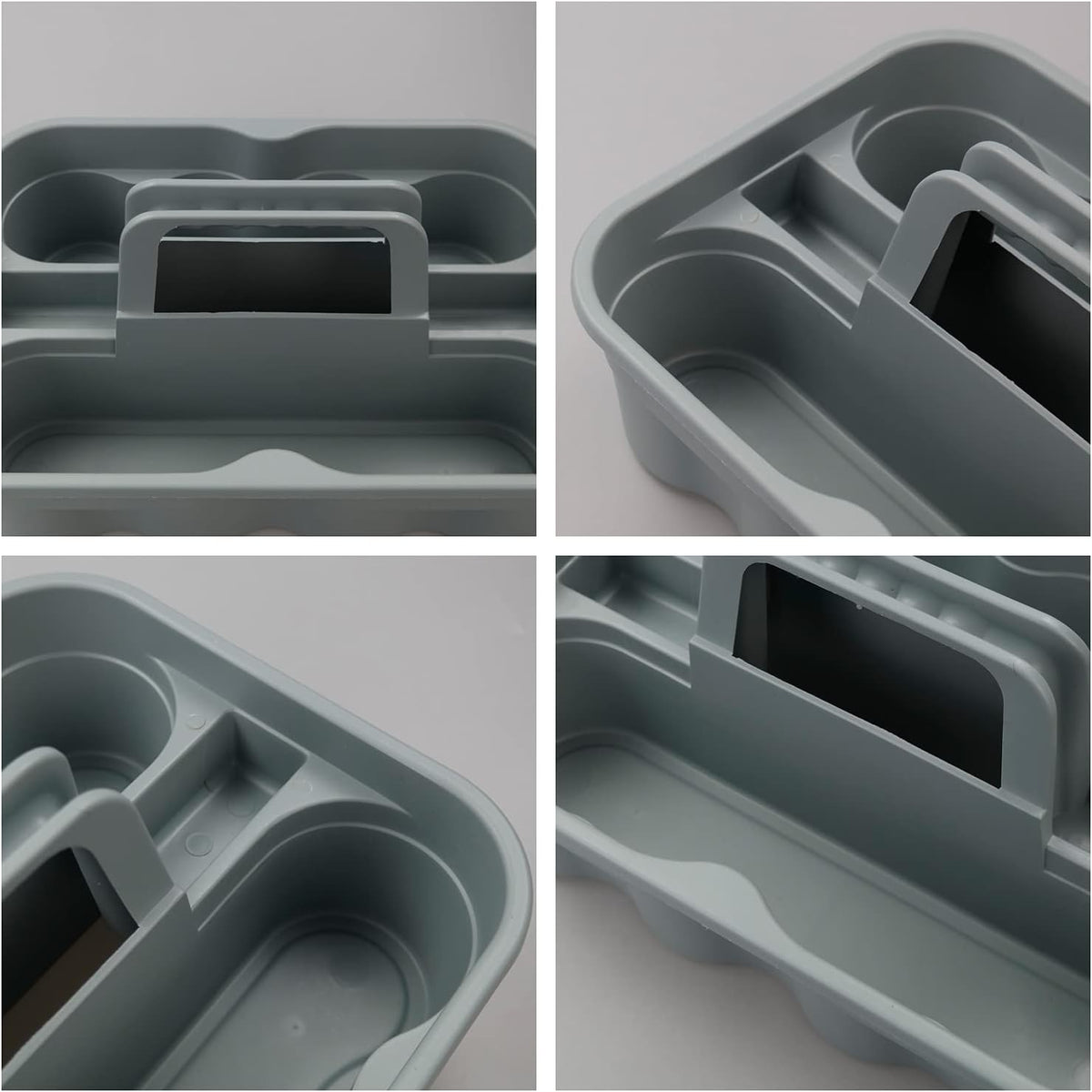 Kekow 4-Pack Plastic Storage Caddy, Carry Caddy with Handle, Gray