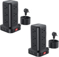2 Pcs Power Strips with Surge Protection, 6.5 FT Extension Cord with Multiple