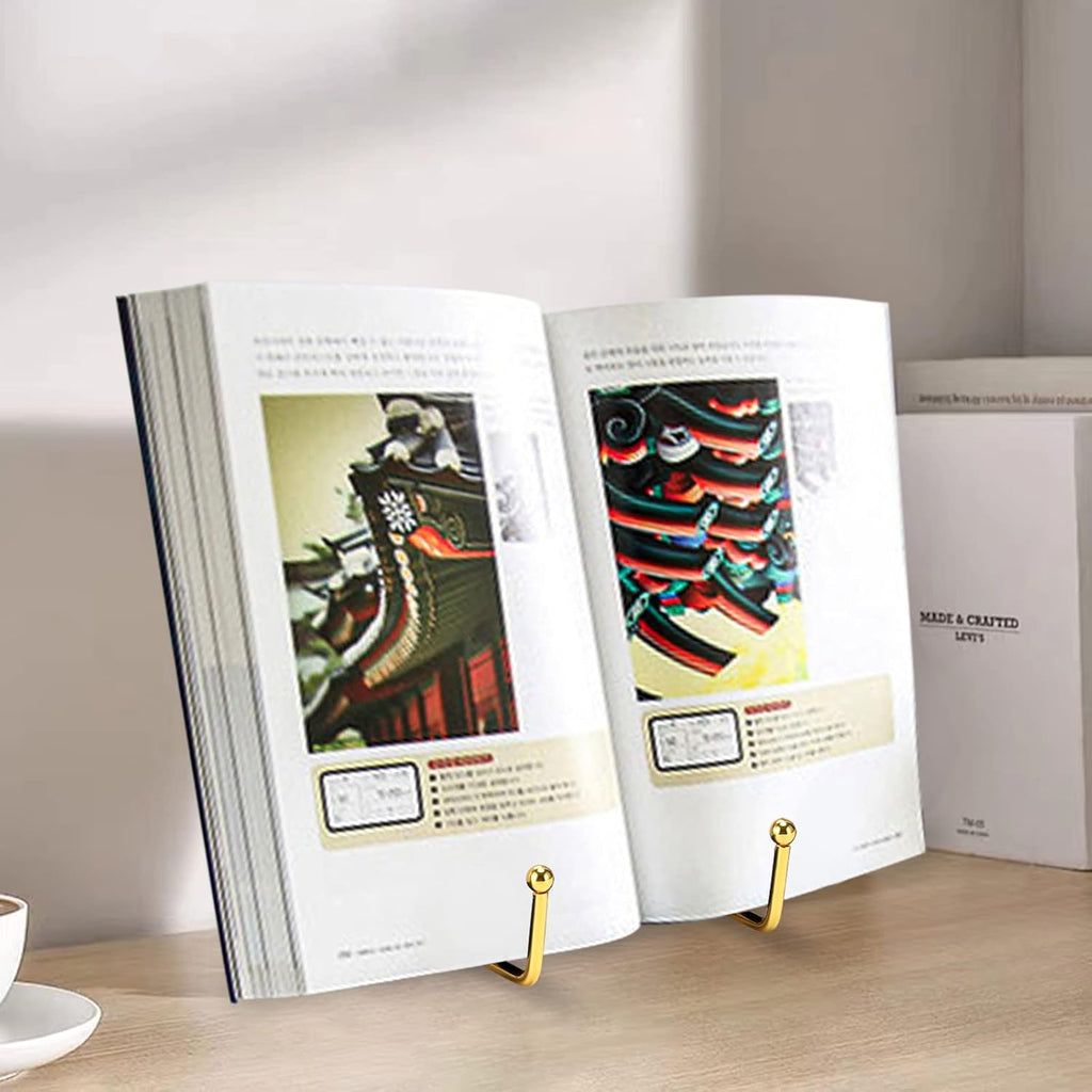 Kruodop 6 Inch Plate Stands for Display, 3 Pack Plate Holder Display Stand, Gold Metal Frame Easel Holder Stand for Pictures,Book, Photo, Decorative Plate